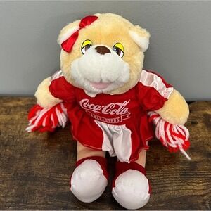 Vintage Coca-Cola All-Stars Cheerleader Bear Plush Play-By-Play Red White 12"